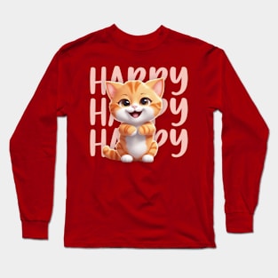 happy face cat T-shirt Long Sleeve T-Shirt